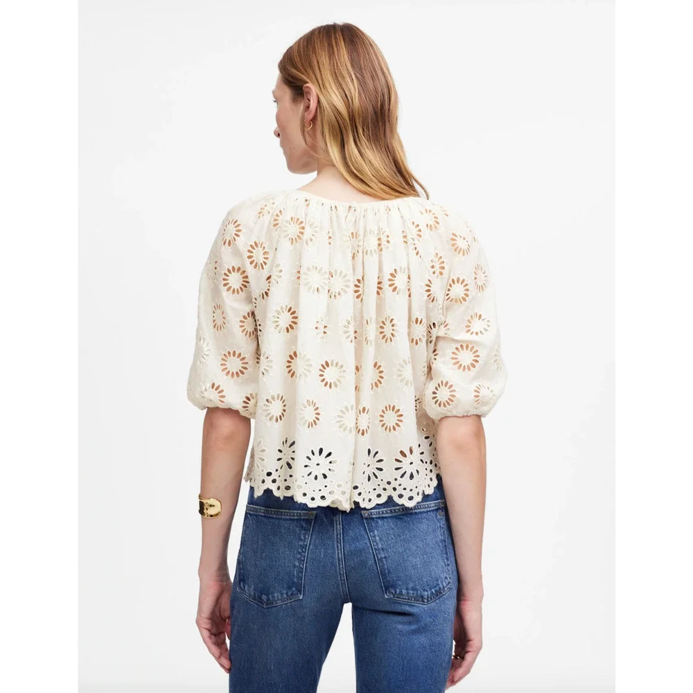 Madewell embroidered shirred